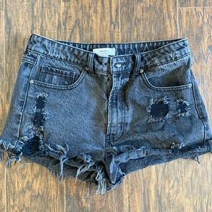 Forever 21 distressed black denim shorts